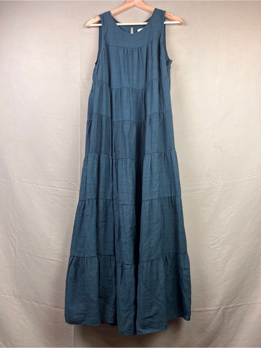 J.Jill Tiered Maxi Dress Womens Size Medium Dark Green Emerald Sleeveless Boho